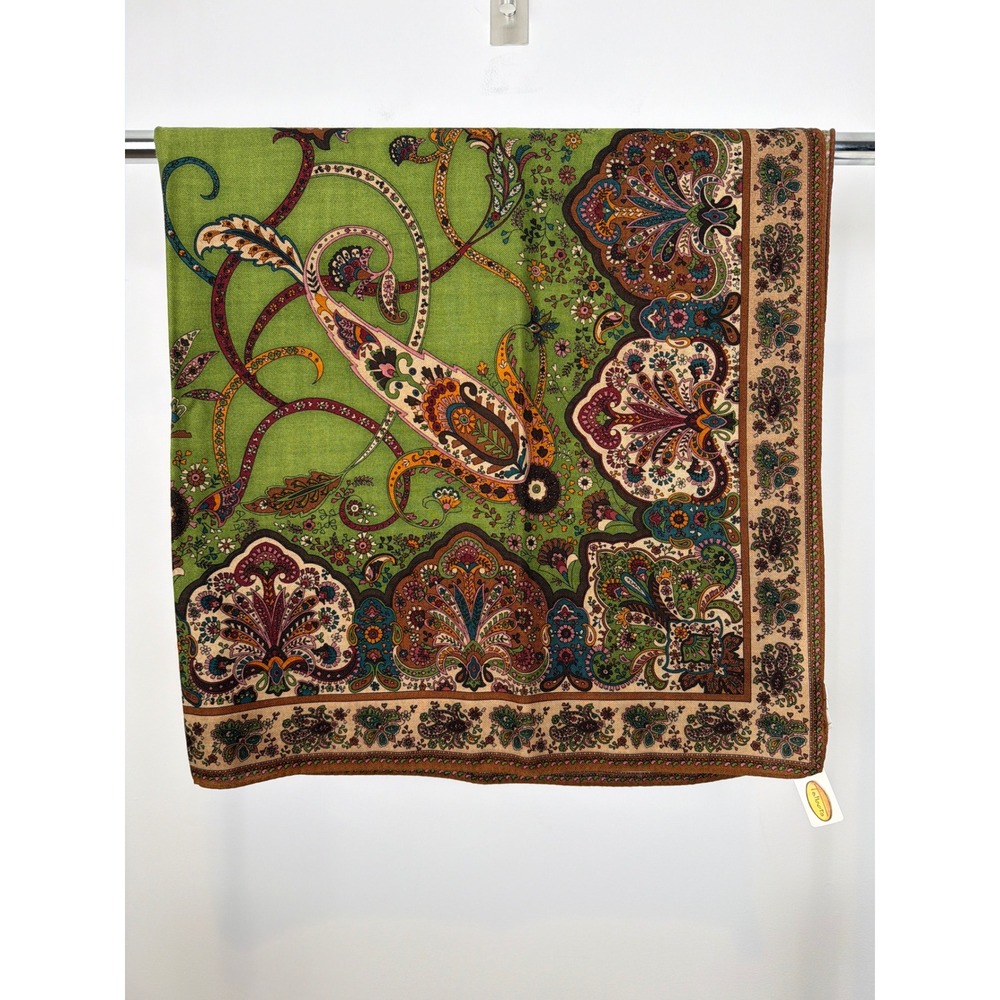 Vintage NWT Talbots Scarf 42x42 Paisley Wool Silk Deadstock NOS Dark Academia